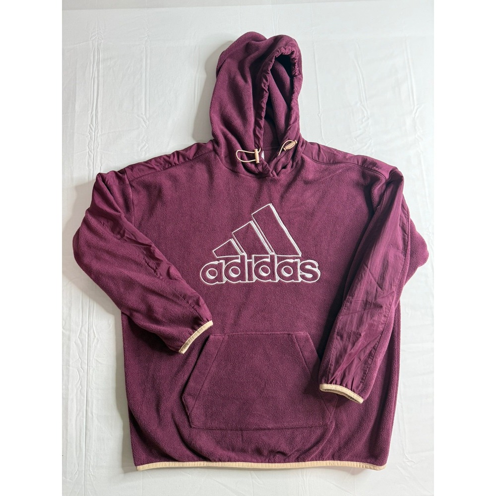 Adidas Q4 Brand Love Polar Fleece Hoodie Burgundy Women's Size Medium